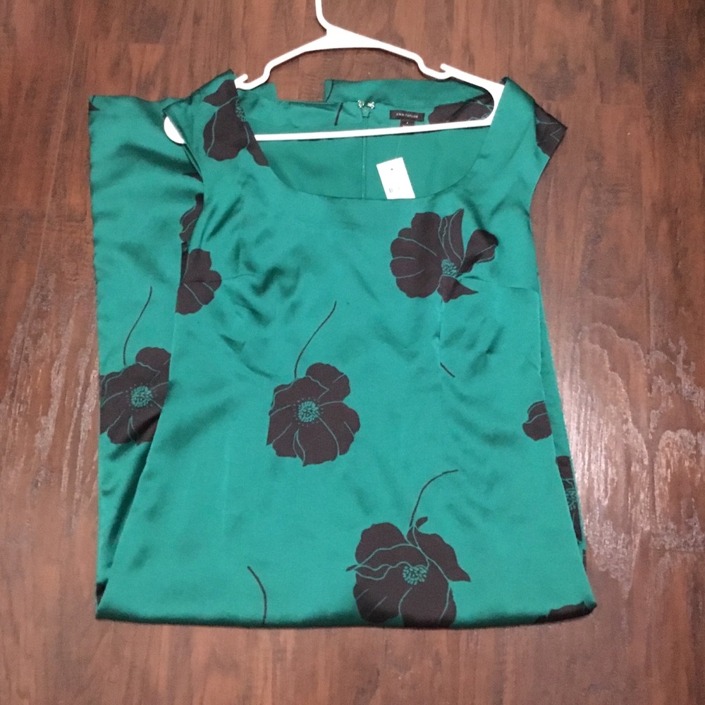 Ann Taylor Teal and Black Floral Blouse
